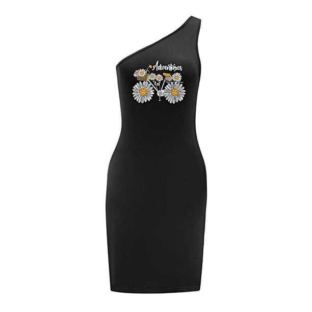 Vestido de verano formal simple de moda para mujer con hombros descubiertos para viajar y trabajar M