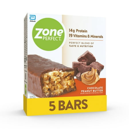 ZonePerfect Protein Bars, Snack For Breakfast or Lunch, Chocolate Peanut Butter, 5 Count