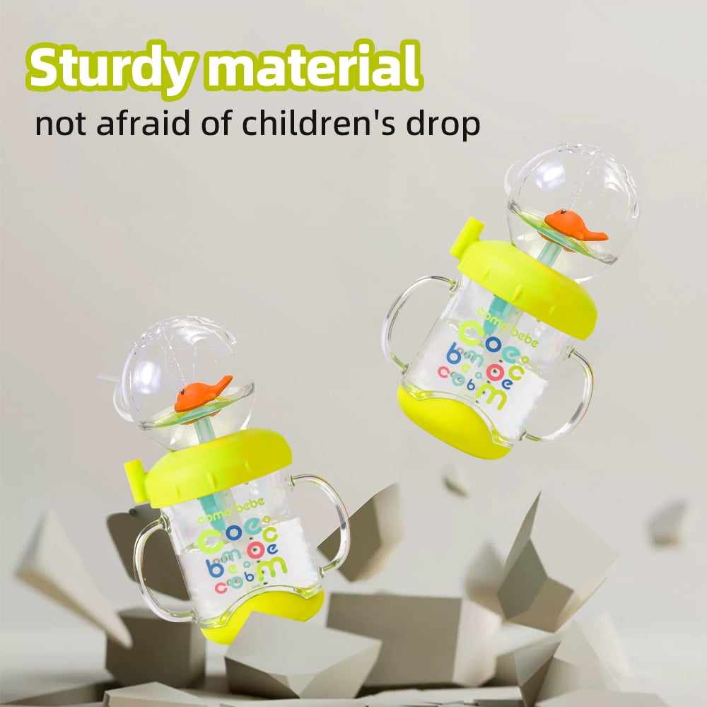 Sippy Cup with Straw Spill Proof Weighted Straw Cup for Toddlers with Handles Whale Squirt Water Cup for Baby Drinking Tritan Water Bottle BPA Free Trainer Sippy Cups for 1+ Year Old(7.7oz)