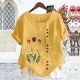 thumbnail image 2 of Fall Clothes for Women 2026 Linen Classic Teacher Outfit Stretchy Blouses Dressy Casual Vacation Clothes, Yellow,L, 2 of 5