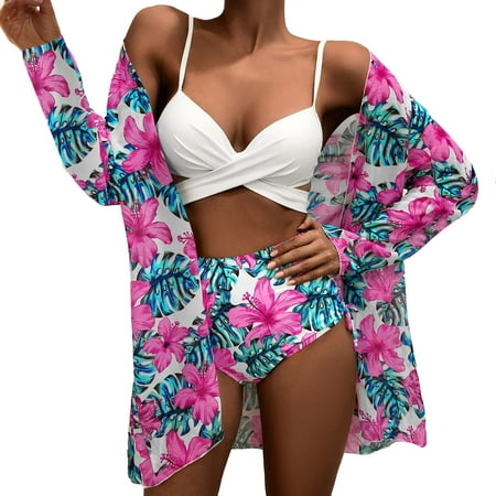 

LBECLEY Womens Swimwear Bathing Suit with Skirt Women Crisscross High Waist Bikini Mesh 2 Piece Swimsuits Sporty Swimsuits for Women Two Piece Swimming Suits for Women Nylon Spandex Hot Pink S