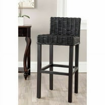 SAFAVIEH Cypress Traditional Woven Bar Stool, Black