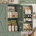 thumbnail image 5 of Hiphuta 67" Tall Farmhouse Kitchen Pantry Storage Cabinet with Door Shelves, 43" Wide Large Cupboard Hutch with 3 Drawers, Green, 5 of 7