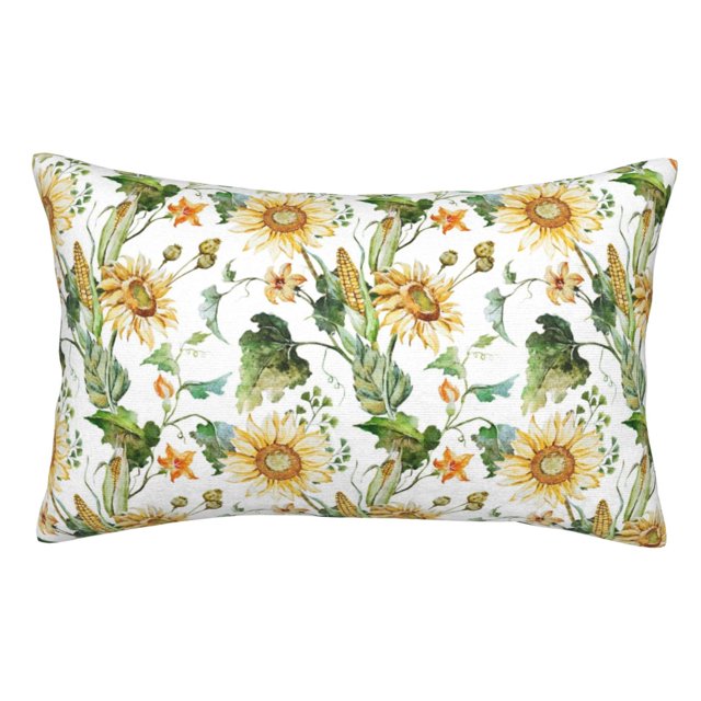 Fotbe Watercolor Bright Sunflowers Funda de Almohada Decorativa Estilo Occidental, Lujo en Algodón, Fundas para Almohadas King, Cojín Estampado para Decoración del Hogar-20"x30"