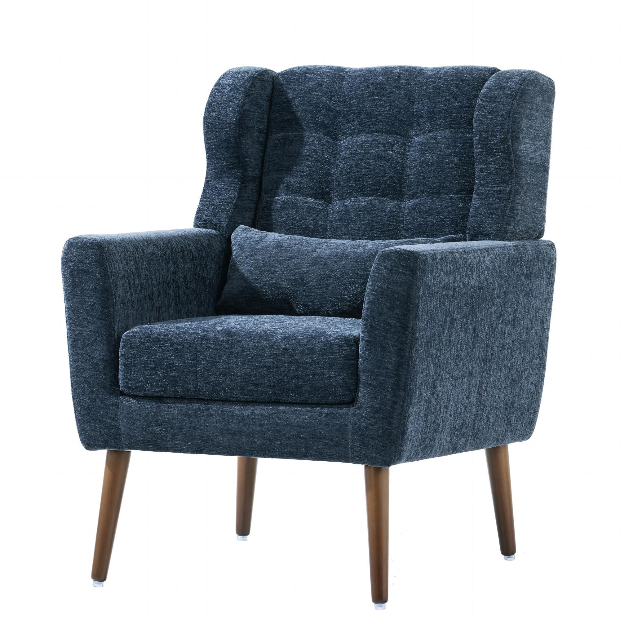 DEALTOPS Upholstered Accent Chair Modern Armchair with Chenille Fabric Lounge for Bedroom-Dark Blue