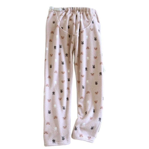 Fuzzy Maternity Pajama Pants for Women Plush Soft Warm Winter Pjs Bottom Adjustable Waist Pregnancy Lounge Sleepwear
