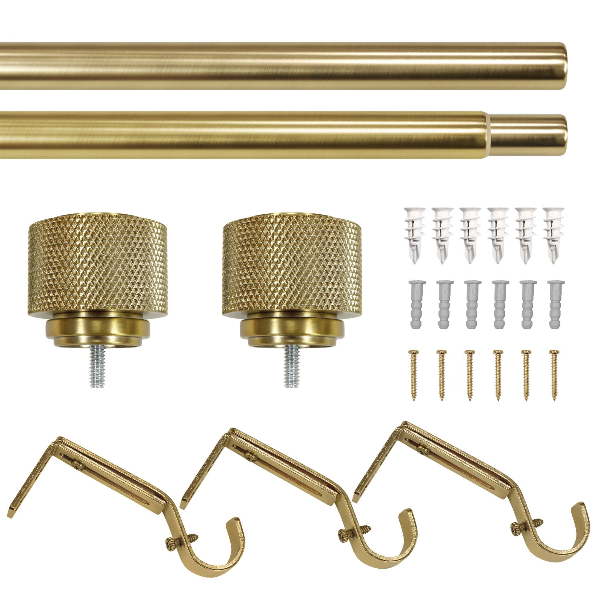 Better Homes & Gardens 1" Brass Knurled Cylinder Curtain Rod 42-120"