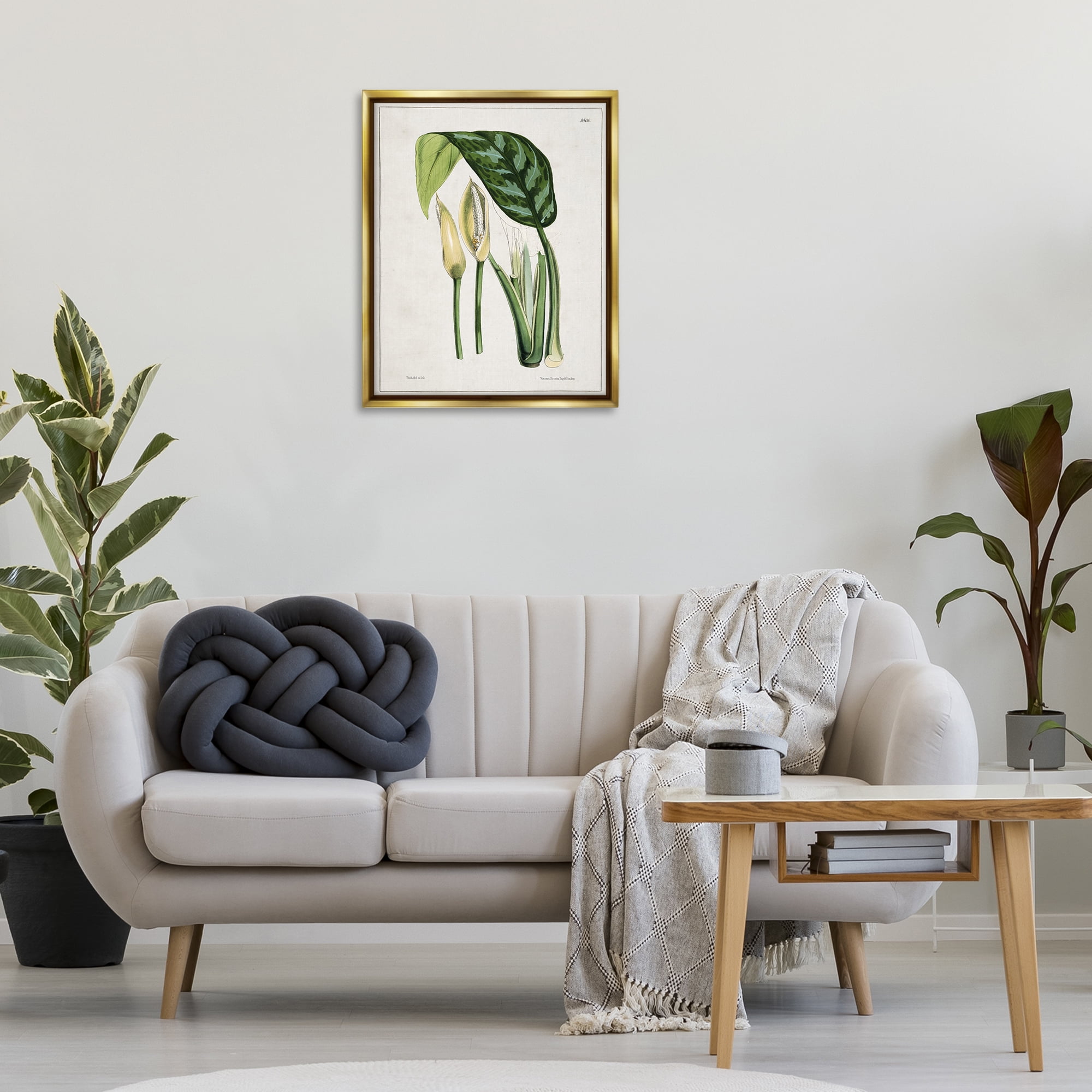 Stupell Industries Pond Plant Study Plants & Flowers Painting Gold Floater Framed Canvas Art Print Wall Art, 25 x 31