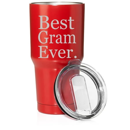 

Smooth Body Tumbler Stainless Steel Vacuum Insulated Travel Mug Cup Gift Best Gram Ever Grammy Grandma Grandmother (30 oz Red)