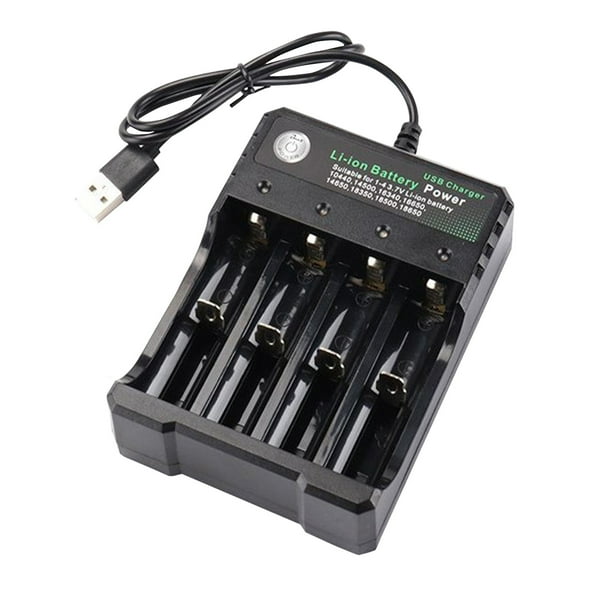 Cargador de Batería Recargable 18650,Cargador Inteligente de 4 Ranuras para 10440 18350 16340,Cargador de Batería Enchufable Universal con Protección,Batería Y Cargador 18650