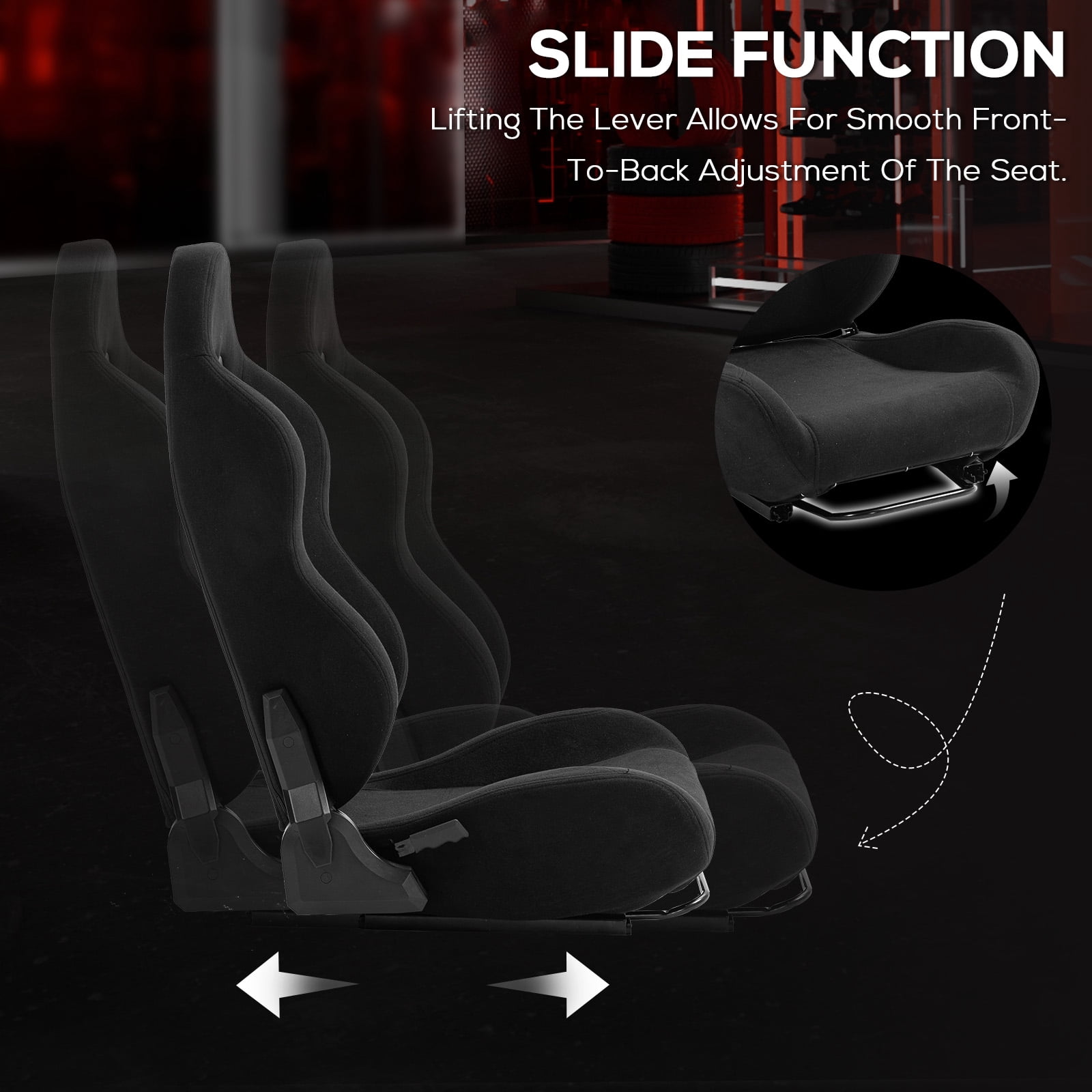 Supllueer Adjustable Gaming Racing Black Seat with Double Locking Slides Fit Most Racing Simulator Cockpit Wheel Stands