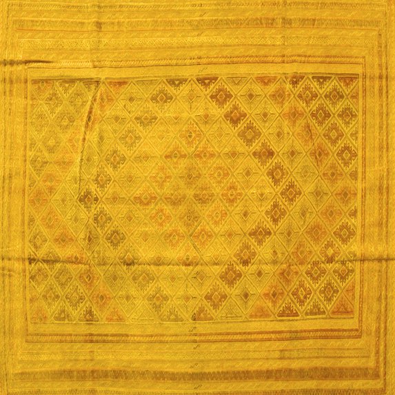 Ahgly Company Machine Washable Indoor Square Southwestern Yellow Country Area Rugs, 6' Square