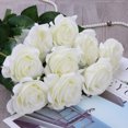 10 Pcs Silk Rose Bouquet Artificial Flowers Centerpiece Roses White