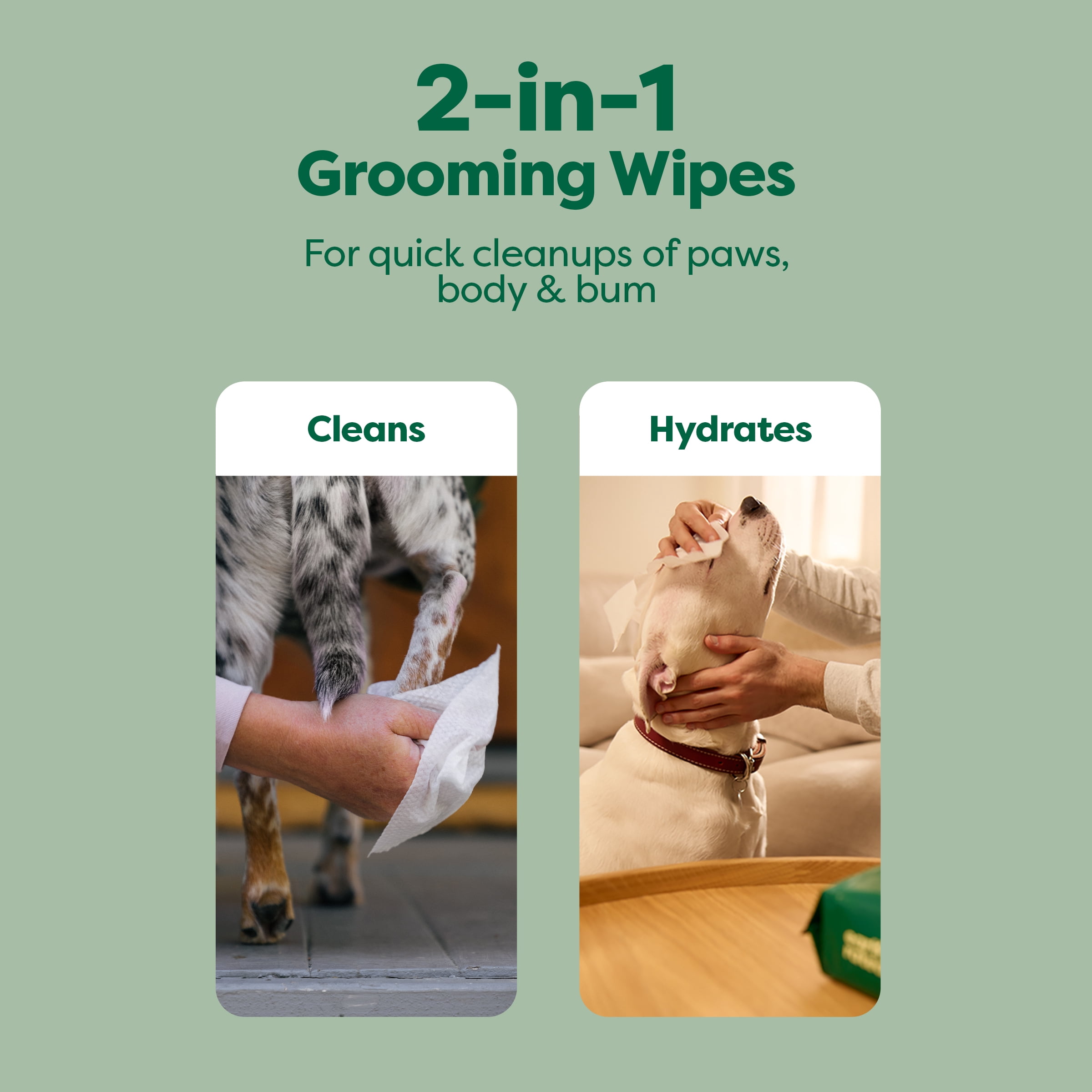 Earth Rated XL Dog Grooming Wipes, Unscented, 50 Count