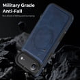 thumbnail image 3 of Shockproof Case Designed for iPhone Air 2025 6.5 inch Leather Magnetic Rugged Compatible with MagSafe Slim Phone Cover for iPhone 17 Air (Blue), 3 of 6