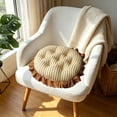 thumbnail image 4 of Lenkho Striped Tufted Round Seat Cushion with Ruffle Edge, Soft Padded Decorative Chair Pad, Comfort Thick Floor Sitting Cushion for Dining Chair, Kitchen Seat, Living Room, Bedroom Balcony, 4 of 6