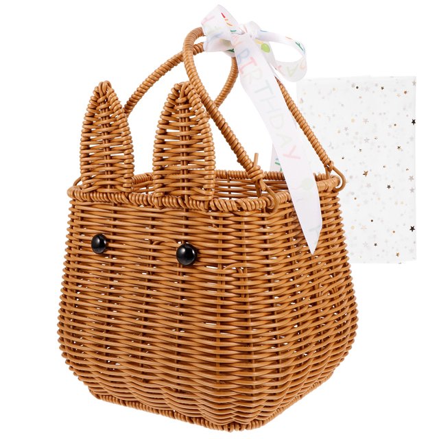 unbranded Cesta Tejida Con Asa Para Almacenamiento Decorativo Color Marrón Con Y