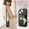 thumbnail image 5 of Crossbody Strap for iPhone 14 Wallet Case with Card Holder, Flip PU Leather for iPhone 14 Case Stand Zipper Pocket Protective Phone Case for Women Girls - Black, 5 of 7
