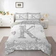 thumbnail image 3 of Homewish Fashion Initial K Letter Bedding Comforter Set, Glitter Diamond Love Heart Twin Comforter Sets, Princess Grey Bowknot Reversible Bedding Set, Super Cozy Room Decor, 2 Pieces, 3 of 8