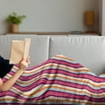 thumbnail image 3 of Colorful Soft Flannel Fleece Blanket, Vertical Lines with Torn Paper Effect Tropical Colors Striped Pattern Summer Time, Cozy Plush for Indoor and Outdoor Use, 70" x 90", Multicolor, by Ambesonne, 3 of 5