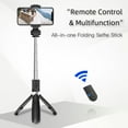 thumbnail image 4 of 27.5in 3-in-1 Selfie Stick Desktop Tripod Gimbal Stabilizer with 6-Section Telescoping Rod with Phone Clip & Detachable Remote Control Compatible with Android 4.3/ iOS 5.1 System, 4 of 9
