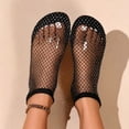 thumbnail image 4 of Qingpeng Womens Rhinestone Embellished Mesh Flat Sandals Open Toe High Ankle Design Breathable Slip On Summer Shoes, 4 of 5