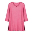 thumbnail image 6 of ZORYEVY Womens Shirts 3/4 Sleeve Winter Casual Solid Color Sports V-neck Tops, 6 of 7