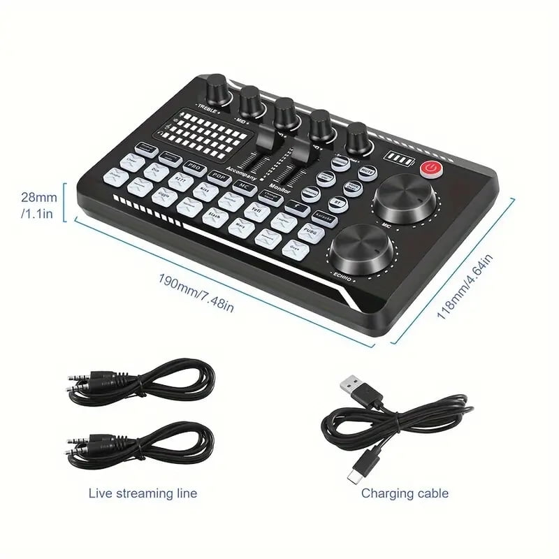 Professional Audio Mixer Live Sound Card and Audio Interface Voice Changer
