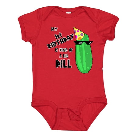 

Inktastic My 1st Birthday is Kind of a Big Dill Pickle in Sunglasses Boys or Girls Baby Bodysuit
