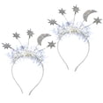 thumbnail image 4 of ColoMX 1 juego 2 piezas hermosas diademas navideñas diademas de estrella y luna de año nuevo (plateado), 4 of 7
