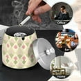thumbnail image 4 of Yayeee Ashtray with Lid for Cigarette Smokeless Stainless Steel Home Ash Holder, Pastel Green Geometric, 4 of 7