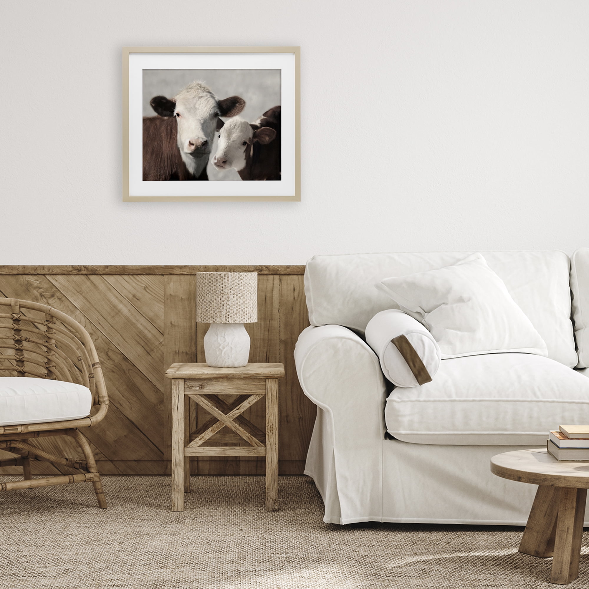 Stupell Industries Mommy & Me Cows Birch Framed Print Under Glass, design by Lori Deiter
