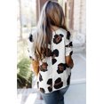 thumbnail image 3 of Blouse Blanche à Manches Courtes Froncées Imprimé Léopard pour Femmes, 3 of 6