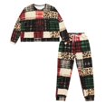 thumbnail image 4 of Yuyamidu Buffalo Grid Long Sleeve Pajamas Set Size L 2 Piece Leopard Print Sleepwear Top and Pants with Pockets Christmas Pjs Pajama Women Sports Outfits, 4 of 7