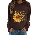 thumbnail image 1 of HKEJIAOI Chandail Graphique Tournesol Femme Manches Longues T-Shirt Décontracté Col Rond chandail Ample, a-Brun TG, 1 of 4