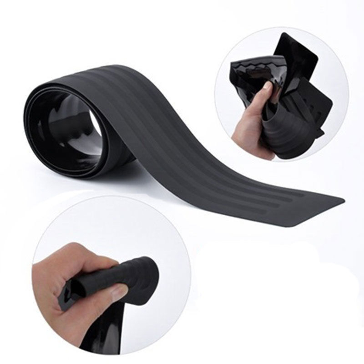 Universal Car Rubber Rear Bumper Protector Guard – Anti Scratch Decorative Sticker, 90x7.8cm, Black