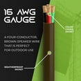 thumbnail image 3 of GearIT 16/4 Speaker Wire (100 Feet) 16AWG Gauge, Brown 4-Conductors / Outdoor Direct Burial in Ground / in Wall / CL3 CL2 Rated - OFC Oxygen-Free Copper, Brown 100ft, 3 of 7