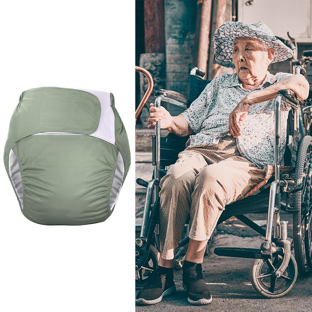 Adjustable Adult Cloth Diaper Reusable TPU Coat Large Size Waterproof Undewear Pants for Incontinence The Elderly Odor Operative Care , Green