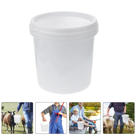 Minkissy 6Pcs White Plastic Bucket with Lid for Household Water Storage