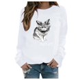 thumbnail image 2 of Hauts d'Été pour Femmes Mode Décontractée Imprimé Chat Manches Longues Col Rond Décontracté Ample Blouses pour Femmes Habillé Décontracté Aguichant en Liquidation, 2 of 3