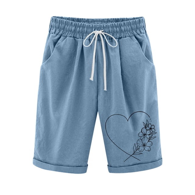 Pantalones Cortos Casuales Impresos de la Cintura Elástica con Bolsillos, Pantalones Casuales para Todo el Uso Diario de la Temporada
