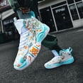 thumbnail image 7 of Novetra Men's high top graffiti fashion leather round toe strap cushioning lightweight and comfortable casual basketball shoes Running Shoes - GREEN_4, 7 of 7
