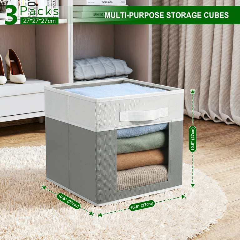 Mighty Rock Fabric Storage Cubes Storage Bins Organization Boxes Closet  Organizers Baskets Foldable with Handle for Shelves Gray 6 Pack