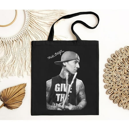 vintage 100% Cotton T-Bag O-neck Travis Barker Drumer Super Tote Bag S--TH24278