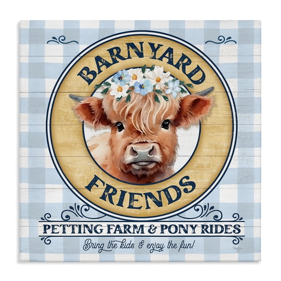 Stupell Industries Farmhouse Barnyard Friends Plaid Canvas Art, 17 x 17, by Mollie B.