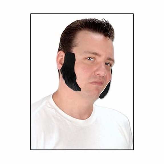 Beistle Pack of 12 Jet Black Mutton Chop Sideburn Costume Accessories 4.5"