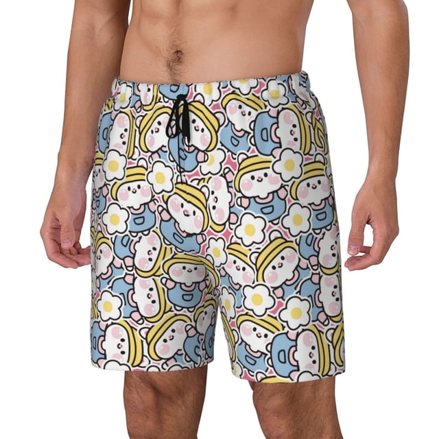 Fotbe Cute Rabbit Traje de Baño para Hombre – Shorts de Natación de Secado Rápido con Forro y Bolsillos-XX-Large