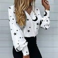thumbnail image 1 of ICHUANYI Clearance Fashion Women Print Long Sleeve Lace Patchwork Button V-Neck Shirt Tops(Black, XXL) ICHUANYI WER2023081100699, 1 of 8