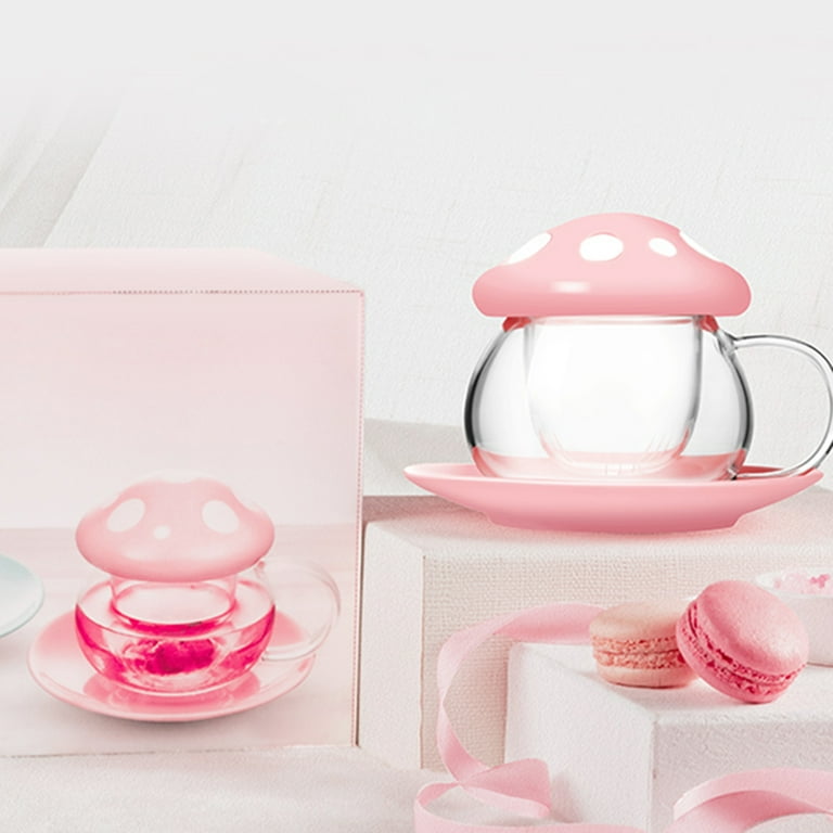 Cute Mushroom Glass Tea Cup,Mushroom Glass Coffee Cup with
