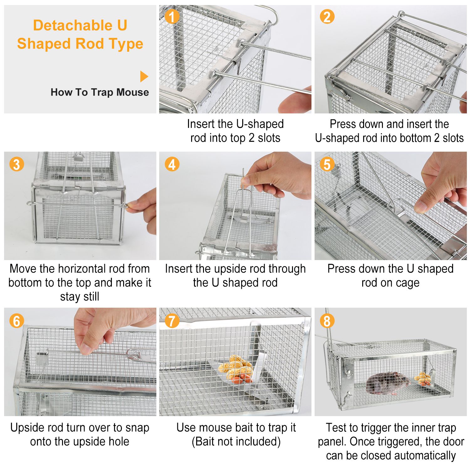 2 Pack Humane Mouse Trap High Sensitivity Gravity Pedal Auto-Lock Rodent Trap Small Mesh Design Galvanized Steel Escape-Proof Safe for Kids and Pets Indoors Outdoors for Mice Rats Squirrels